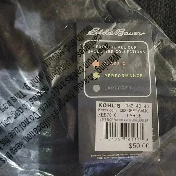 Men's Eddie Bauer Baselayer Quarter-Zip Top *New in Packaging * - Picture 2 of 3